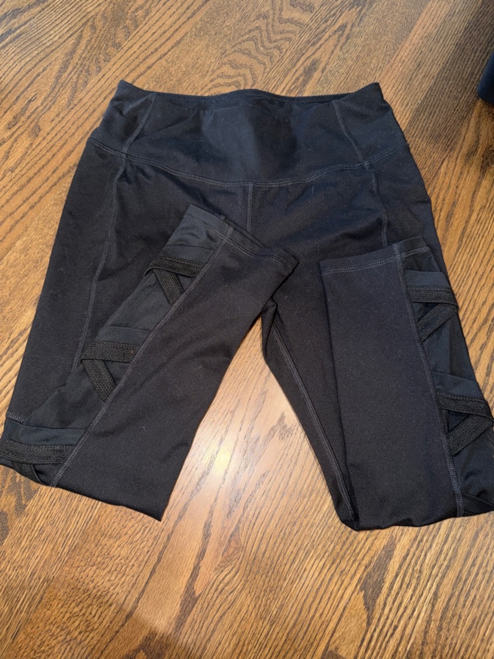 MTA Sport Black Crisscross Mesh Leggings